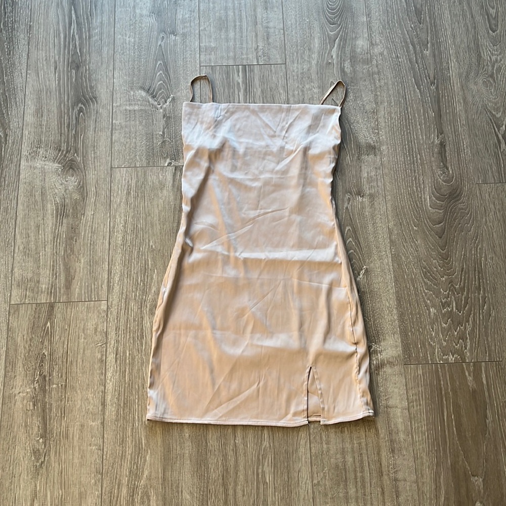 Split Detail Satin Cami Bodycon Dress